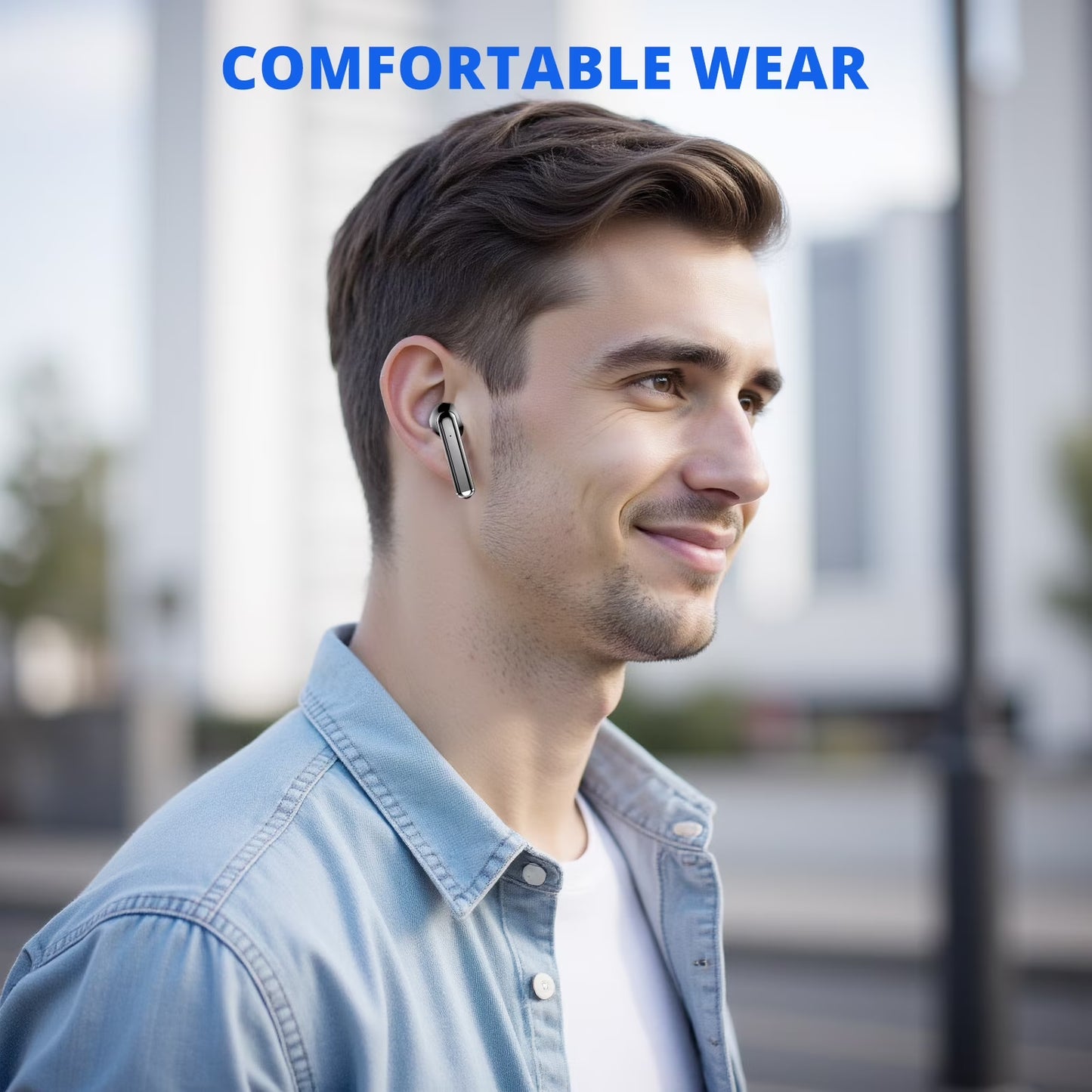 Wireless Bluetooth Earbuds with Type-C Charging Cable, 30H Battery with Charging Case, Fast Charging, Sweat Resistant, Black