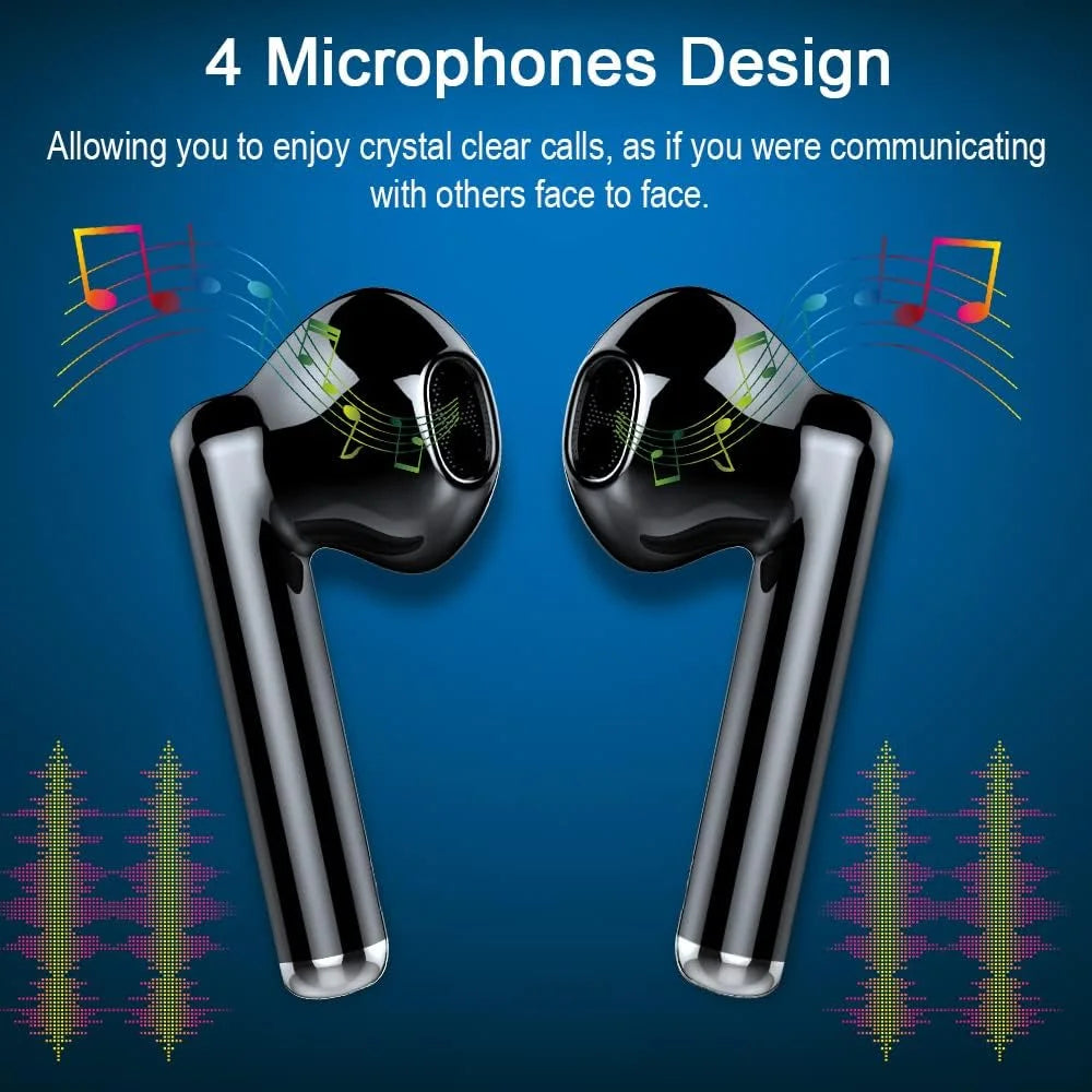 Wireless Bluetooth Earbuds with Type-C Charging Cable, 30H Battery with Charging Case, Fast Charging, Sweat Resistant, Black