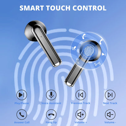Wireless Bluetooth Earbuds with Type-C Charging Cable, 30H Battery with Charging Case, Fast Charging, Sweat Resistant, Black