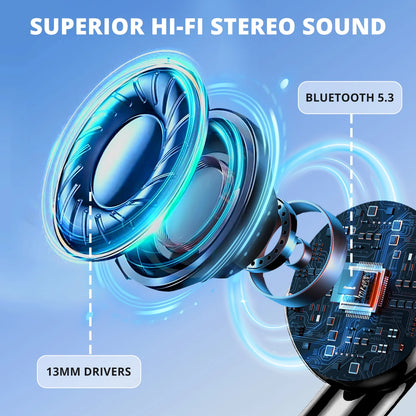 Wireless Bluetooth Earbuds with Type-C Charging Cable, 30H Battery with Charging Case, Fast Charging, Sweat Resistant, Black