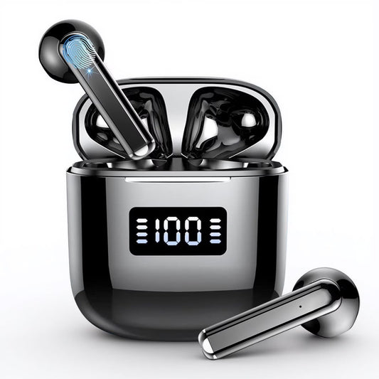 Wireless Bluetooth Earbuds with Type-C Charging Cable, 30H Battery with Charging Case, Fast Charging, Sweat Resistant, Black